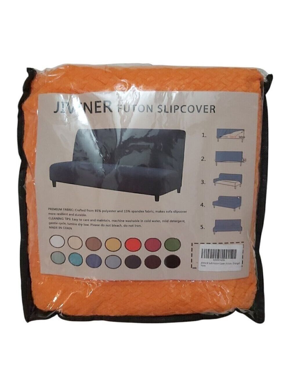 JIVINER Orange Soft Futon Cover - Stretchy 85% Polyester, 15% Spandex, Easy Care